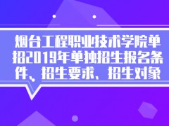 烟台工程职业技术学院单招2019年单独招生报名条件、招生要求、招生对象-山东单招网