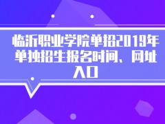 临沂职业学院单招2019年单独招生报名时间、网址入口-山东单招网