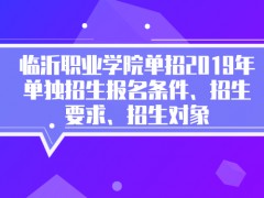 临沂职业学院单招2019年单独招生报名条件、招生要求、招生对象-山东单招网