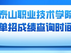 泰山职业技术学院单招成绩查询时间-山东单招网