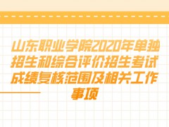 山东职业学院2020年单独招生和综合评价招生考试成绩复核范围及相关工作事项-山东单招网