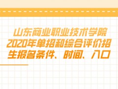 山东商业职业技术学院2020年单招和综合评价招生报名条件、时间、入口-山东单招网