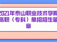 2021年泰山职业技术学院高职（专科）单招招生简章