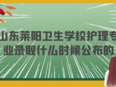 山东莱阳卫生学校护理专业录取什么时候公布的